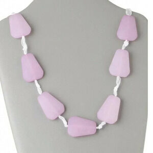Chunky Retro Frosted Lavender Trapezoid Adjustable 50" Long Ribbon Tie Necklace